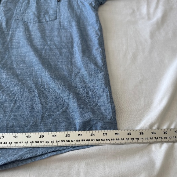 Hurley Men's Chambray Woven Short Sleeve‎ Button Up Cotton Shirt Blue XXL Casual - Picture 13 of 14